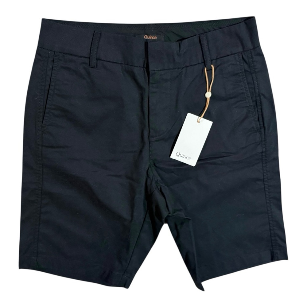 Quince Organic Cotton Classic Stretch Chino Shorts Women’s Black Sz 4 NEW - Picture 2 of 3